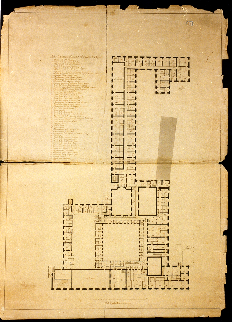 pianta dell'ultimo piano del Palazzo Reale a Napoli (disegno) - ambito napoletano (metà sec. XIX)