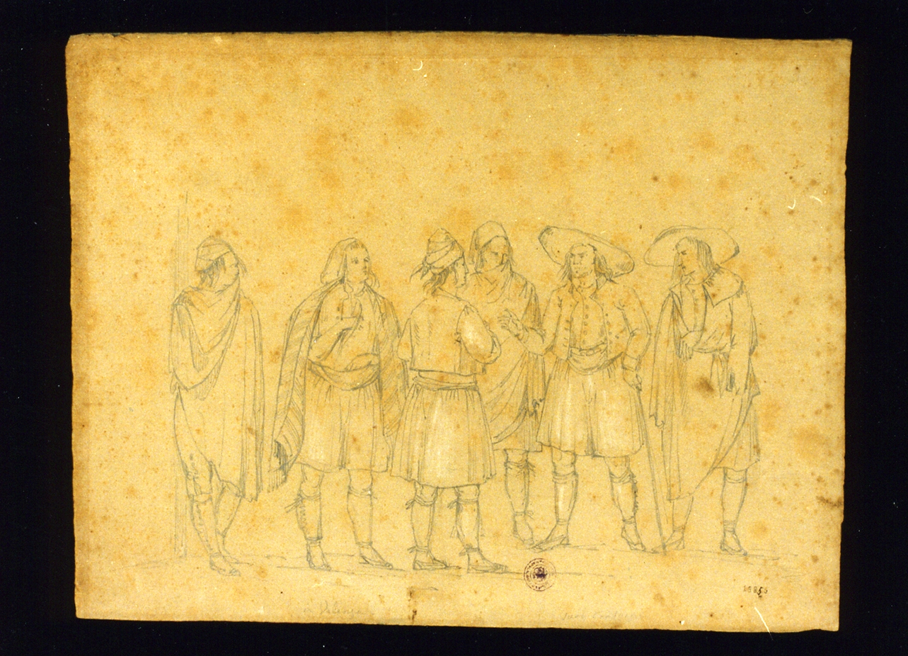 figure in costume valenzano (disegno) di Fergola Salvatore (sec. XIX)