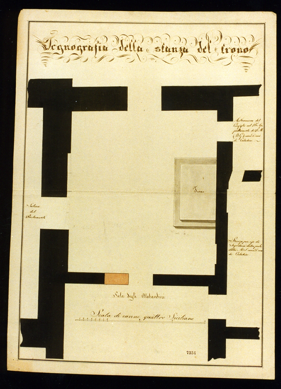 studio per la stanza del trono (disegno) - ambito napoletano (metà sec. XIX)