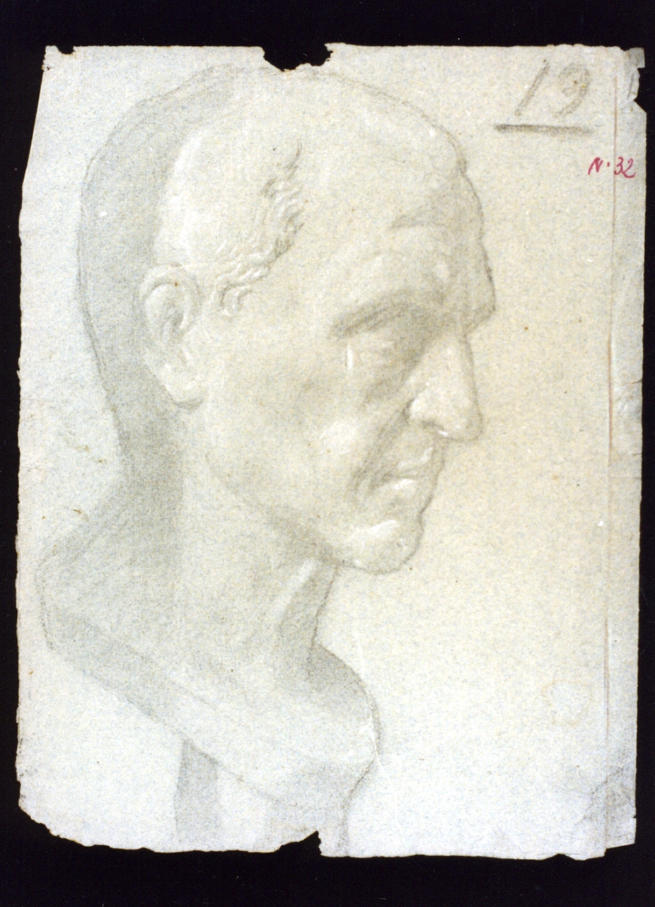 testa d'uomo (disegno) di Vetri Paolo (sec. XIX)