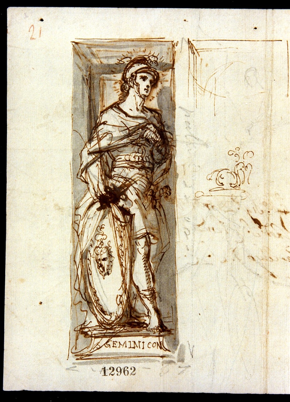 figura maschile (disegno, serie) - ambito napoletano (prima metà sec. XVIII)