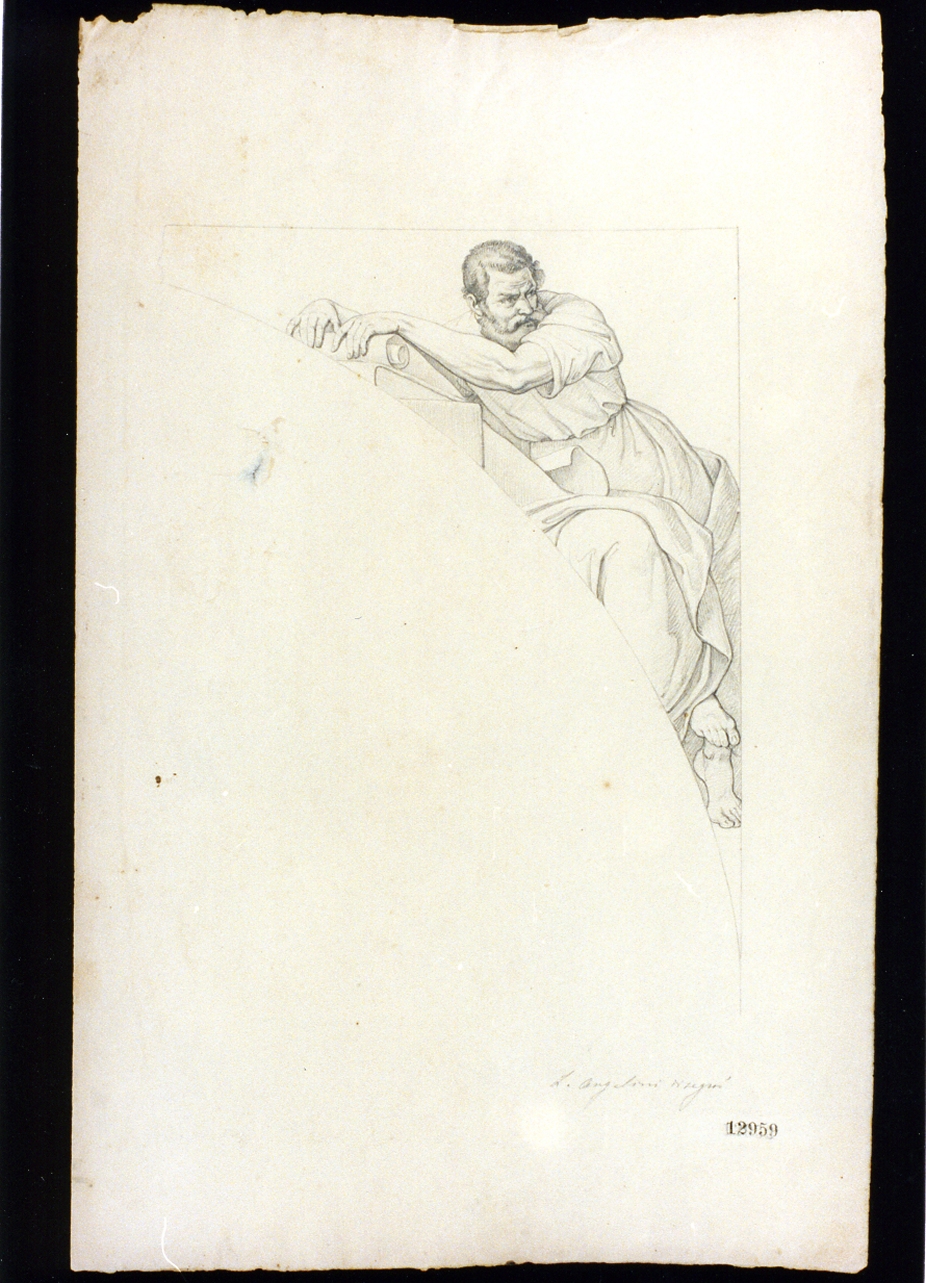 figura maschile (disegno) di Angelini Luigi (sec. XIX)