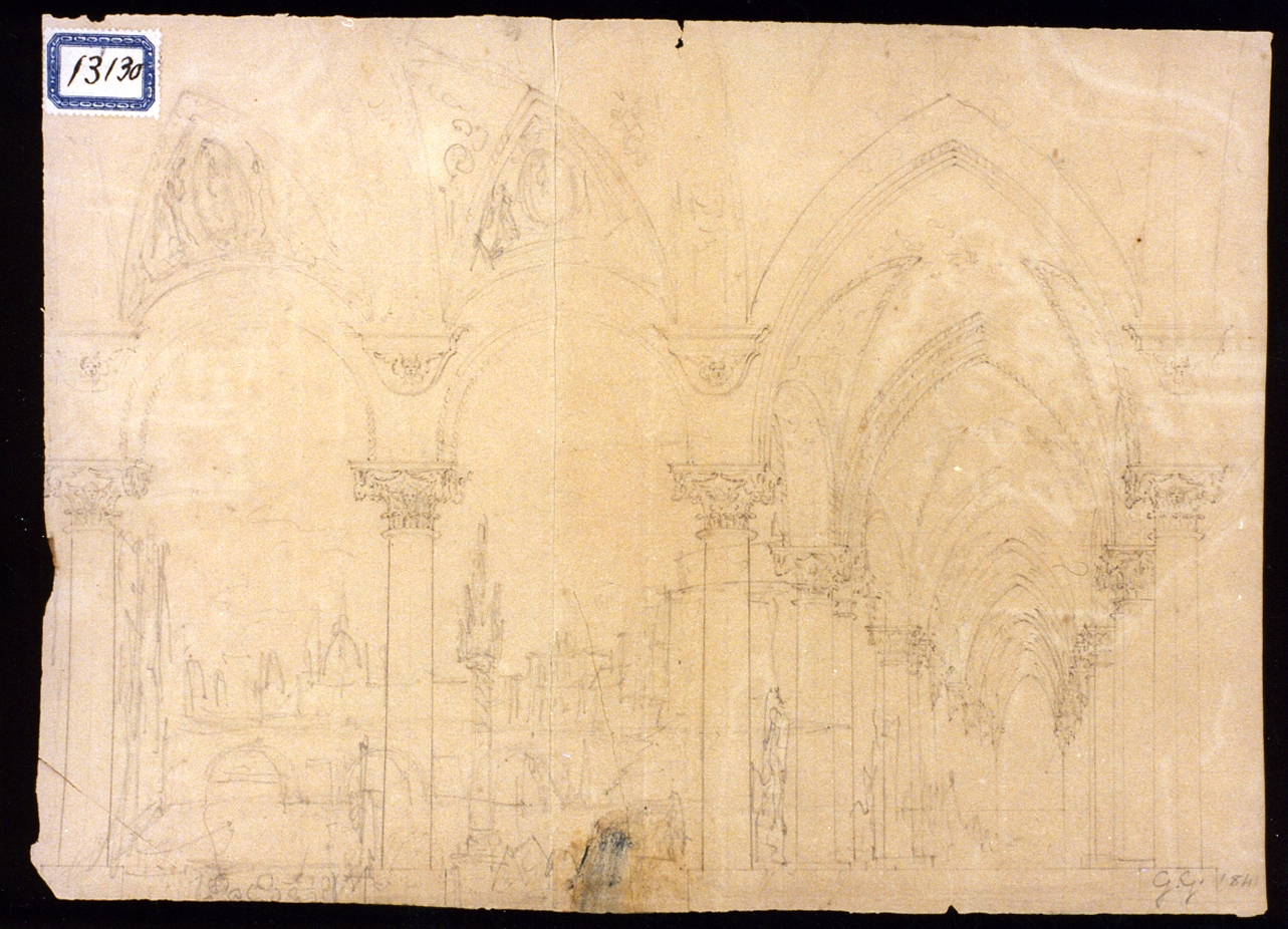 interno di chiesa (disegno) di Gigante Giacinto (sec. XIX)