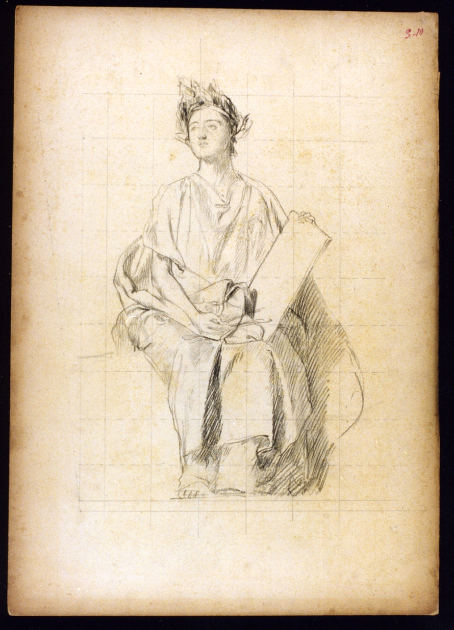 studio di figura classica seduta (disegno) di Vetri Paolo (fine/inizio secc. XIX/ XX)
