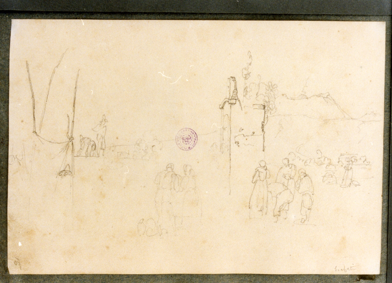 veduta di città (disegno) di Vervloet Frans (secondo quarto sec. XIX)