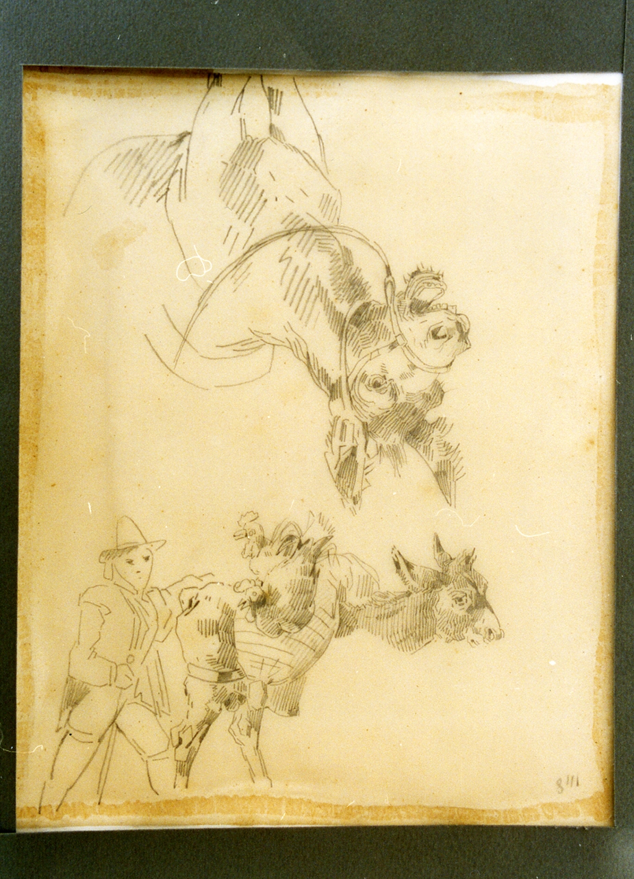 studio di pastore con asino (disegno) di Carelli Consalvo (sec. XIX)