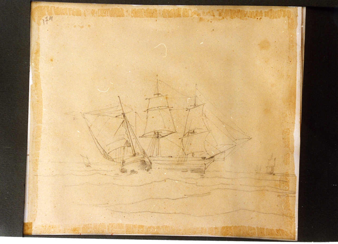 studio di vascello (disegno) di Carelli Consalvo (sec. XIX)