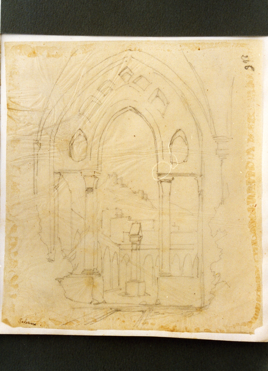 studio di chiostro a Salerno (disegno) di Carelli Consalvo (sec. XIX)