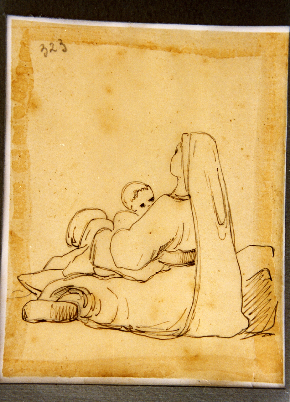 studio di donna con bambino (disegno) di Carelli Consalvo (sec. XIX)