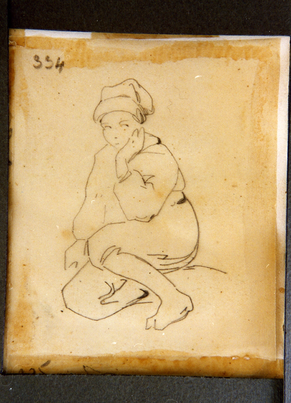 studio di fanciullo seduto (disegno) di Carelli Consalvo (sec. XIX)