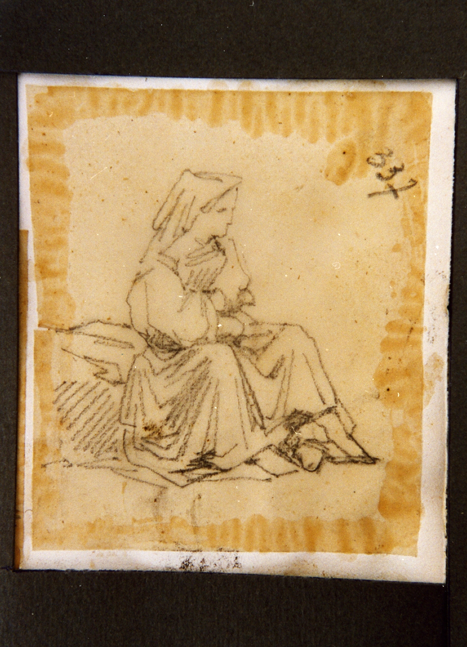 studio di donna in costume (disegno) di Carelli Consalvo (sec. XIX)