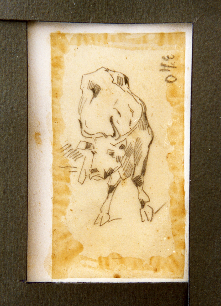 studio di mucca al pascolo (disegno) di Carelli Consalvo (sec. XIX)