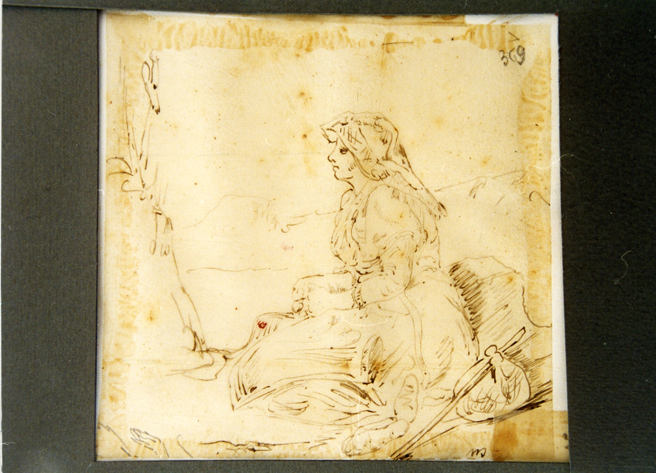 studio di pastorella seduta (disegno) di Carelli Consalvo (sec. XIX)