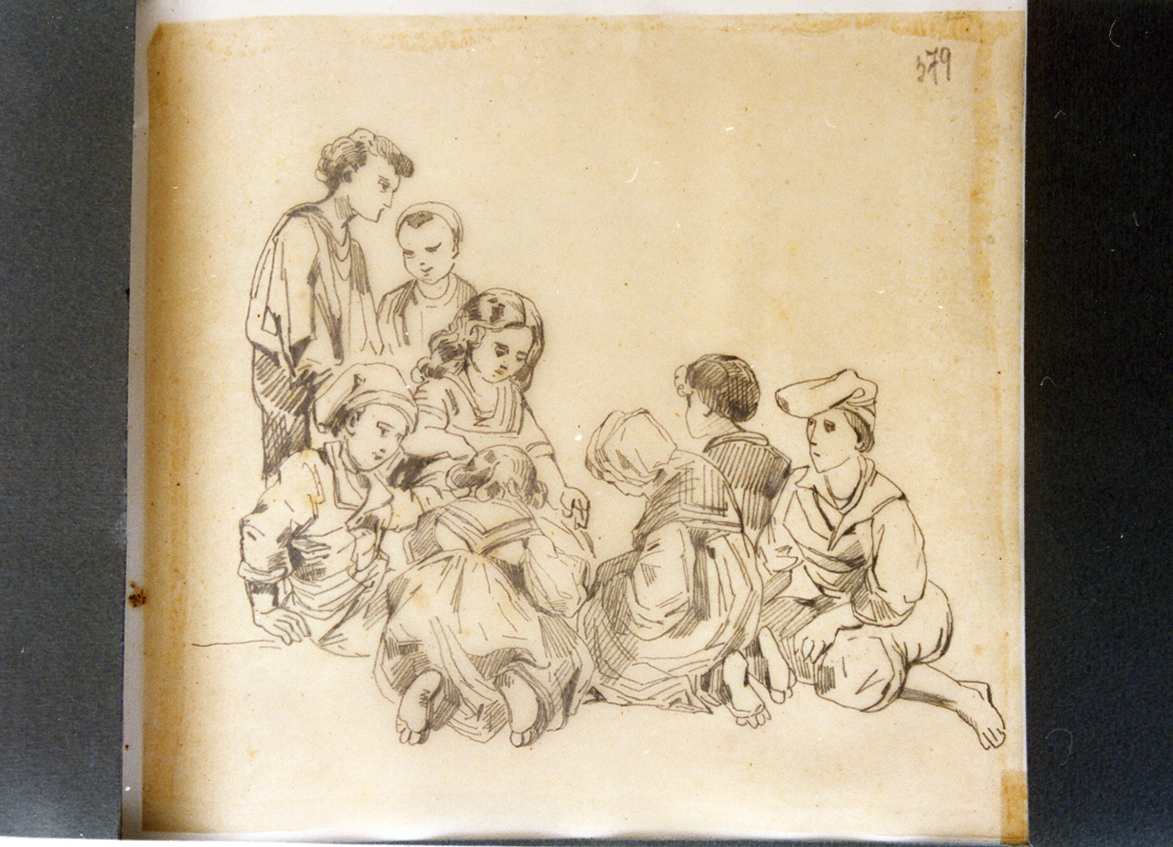 studio di gruppo di pastorelli (disegno) di Carelli Consalvo (sec. XIX)
