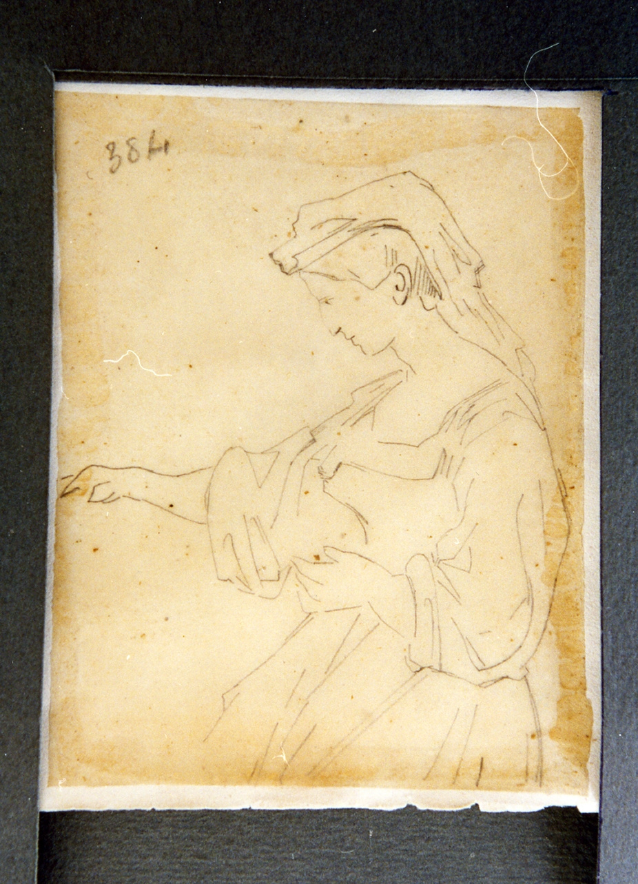 studio di mezzo busto di pastorella (disegno) di Carelli Consalvo (sec. XIX)