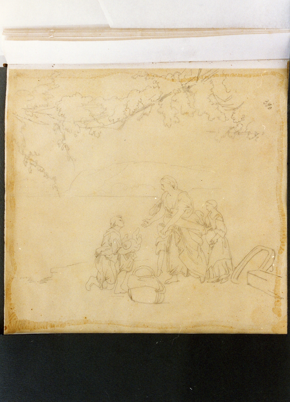 studio di scena campestre (disegno) di Carelli Consalvo (sec. XIX)