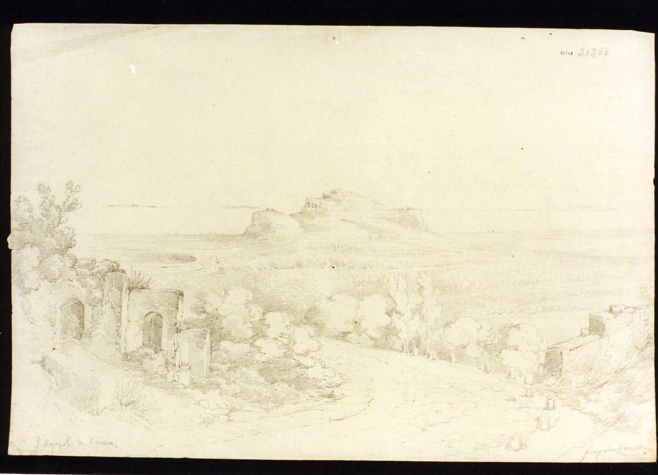 studio dell'Acropoli di Cuma (disegno) di Carelli Consalvo (metà sec. XIX)