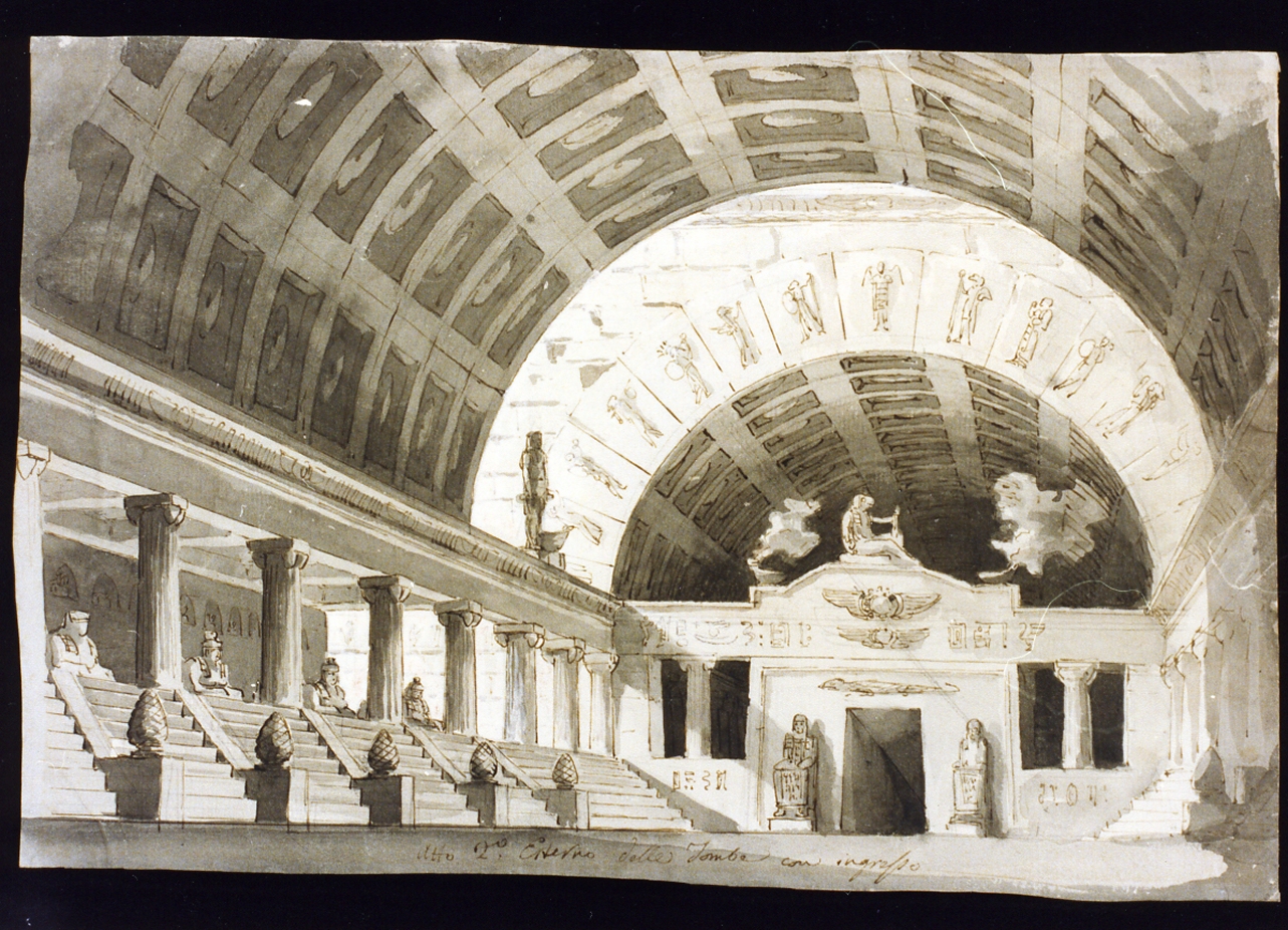 interno di tempio (disegno) di Niccolini Antonio (prima metà sec. XIX)