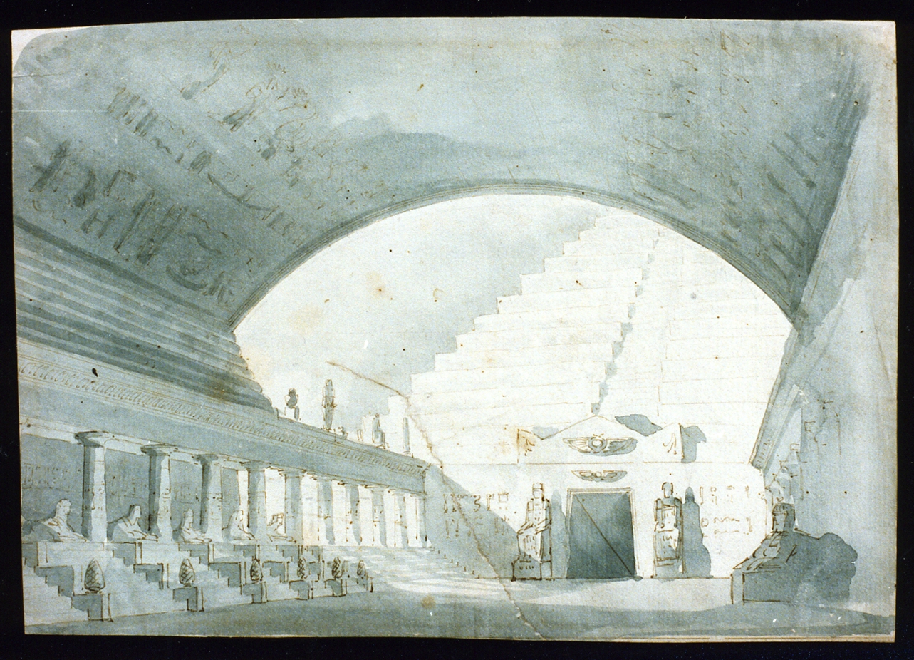 interno di tempio (disegno) di Niccolini Antonio (scuola) (prima metà sec. XIX)