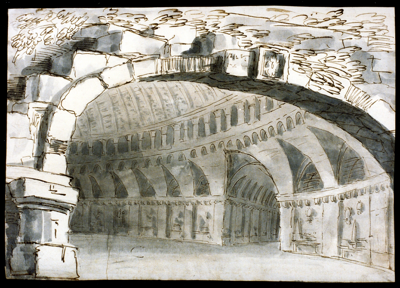 fondale con architetture (disegno) di Niccolini Antonio (scuola) (prima metà sec. XIX)