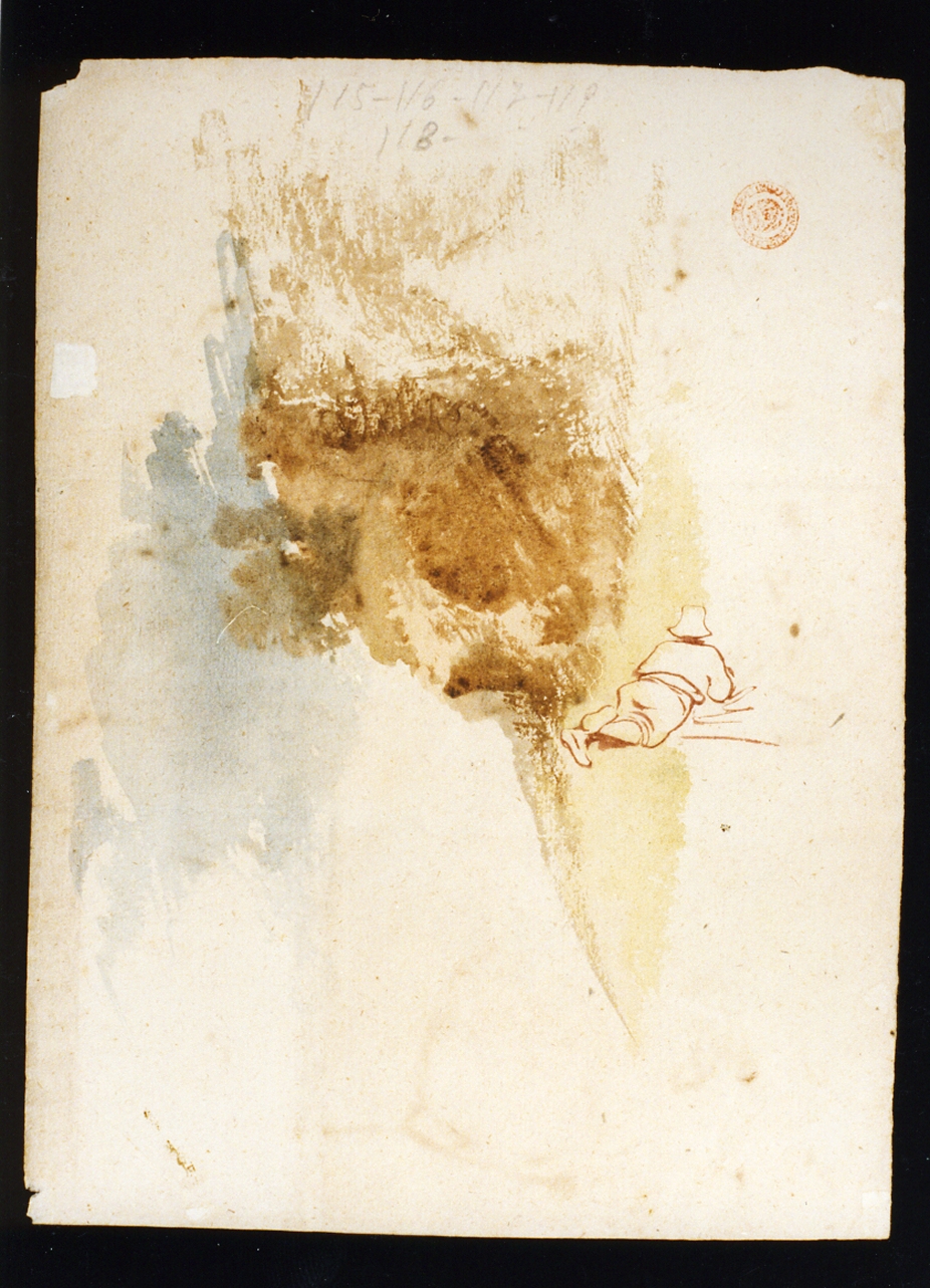uomo seduto di spalle (disegno) di Gigante Giacinto (prima metà sec. XIX)