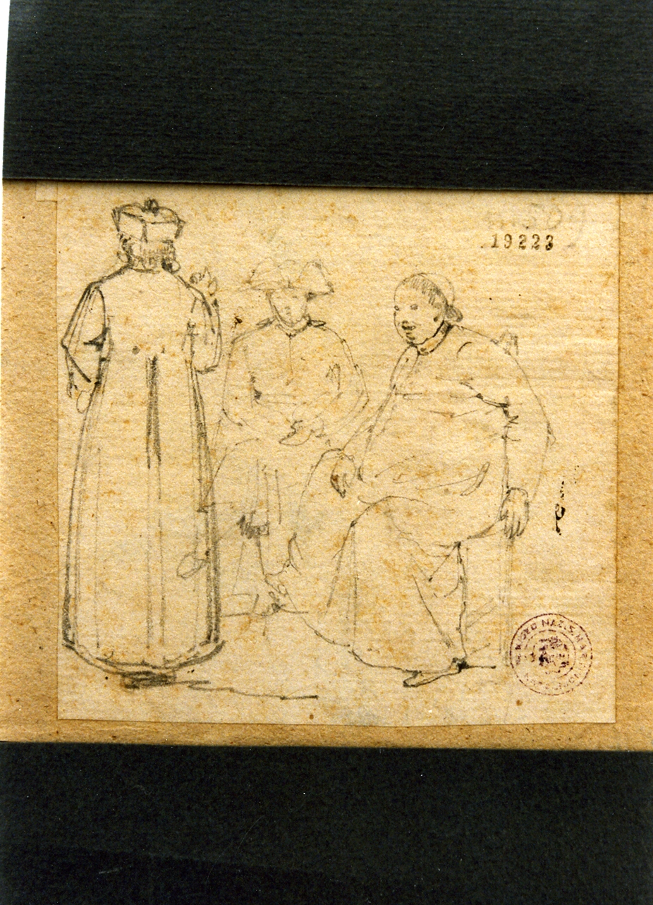 preti seduti (disegno) di Gigante Giacinto (prima metà sec. XIX)