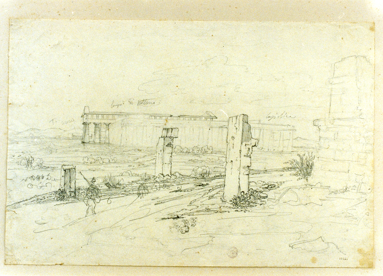 veduta di Paestum (disegno) di Gigante Giacinto (prima metà sec. XIX)