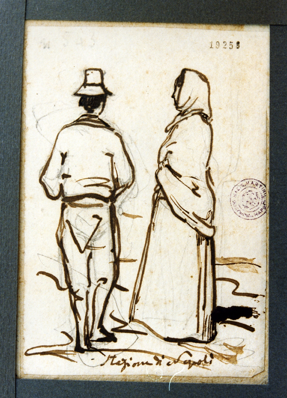 uomo e donna di spalle (disegno) di Gigante Giacinto (prima metà sec. XIX)