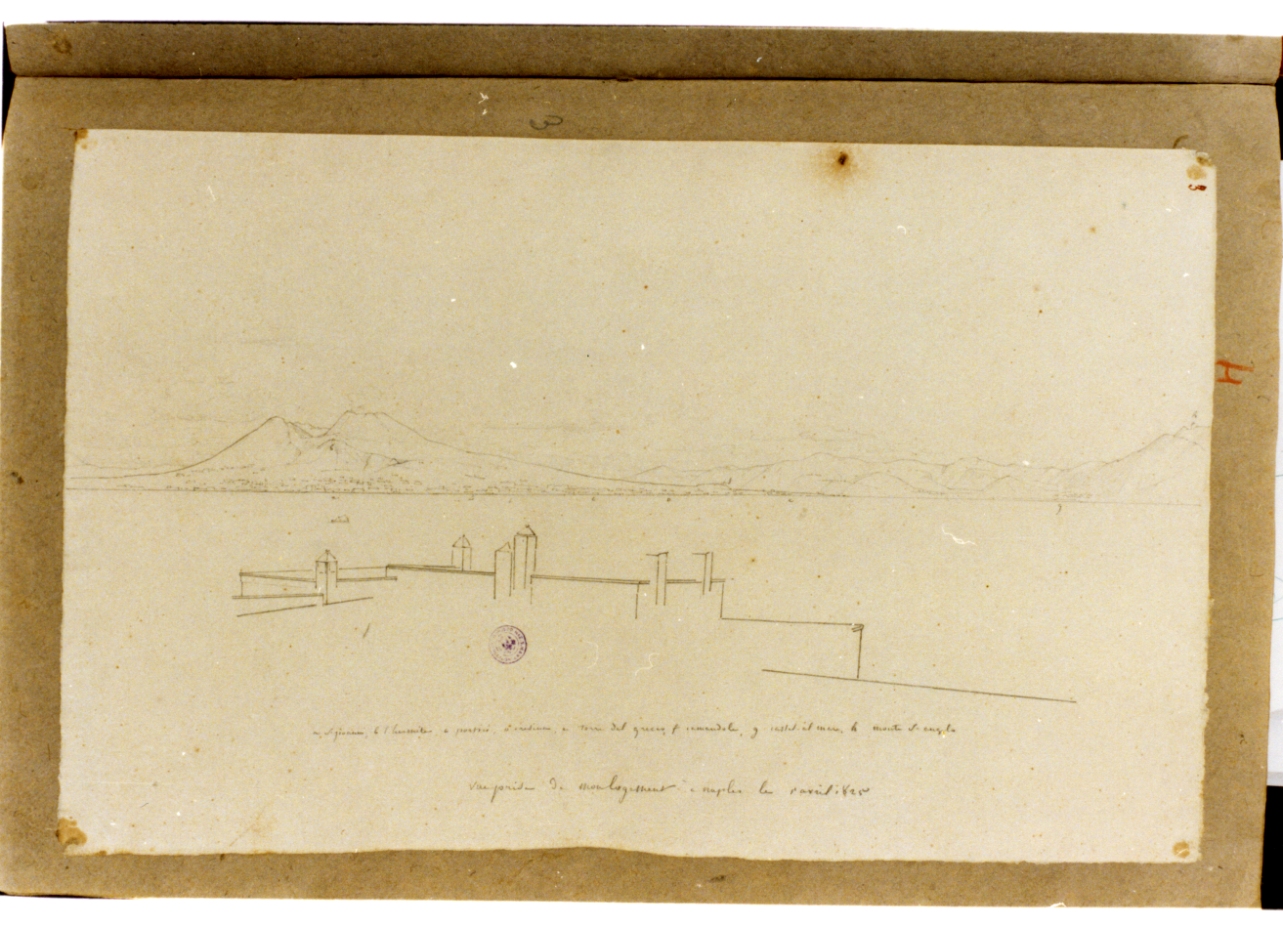veduta del golfo di Napoli (disegno) di Vervloet Frans (sec. XIX)