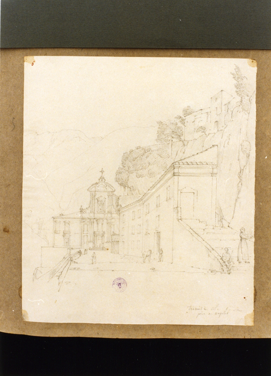 paesaggio con chiesa di Napoli (disegno) di Vervloet Frans (prima metà sec. XIX)