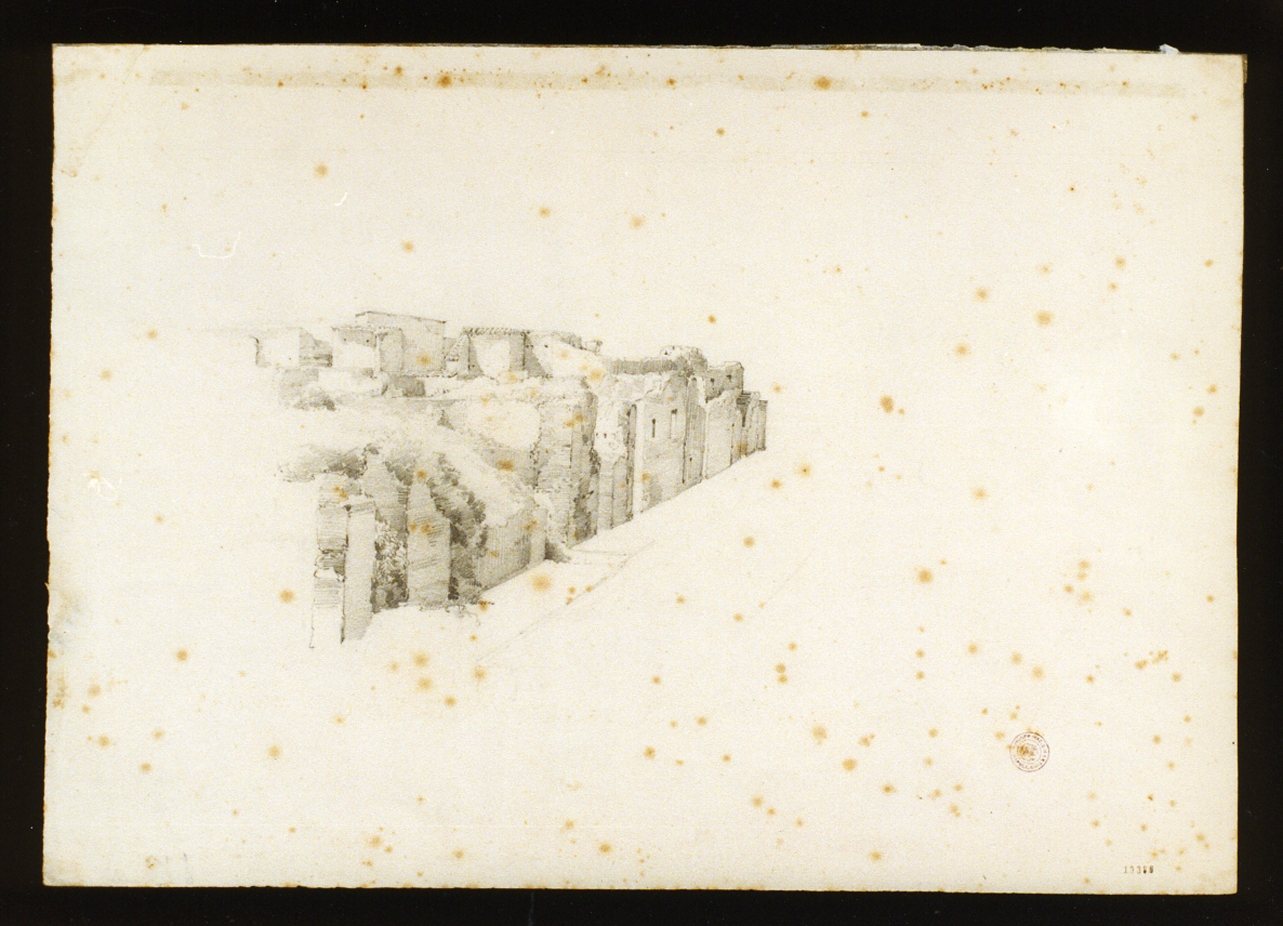 via delle scuole a Pompei (disegno) di Lanza Giovanni Giordano (seconda metà sec. XIX)