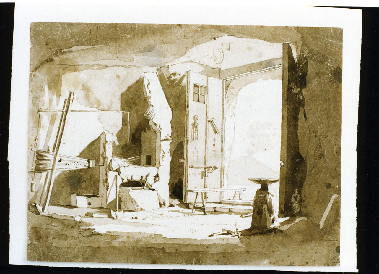 interno di fucina (disegno) di Vianelli Achille (prima metà sec. XIX)