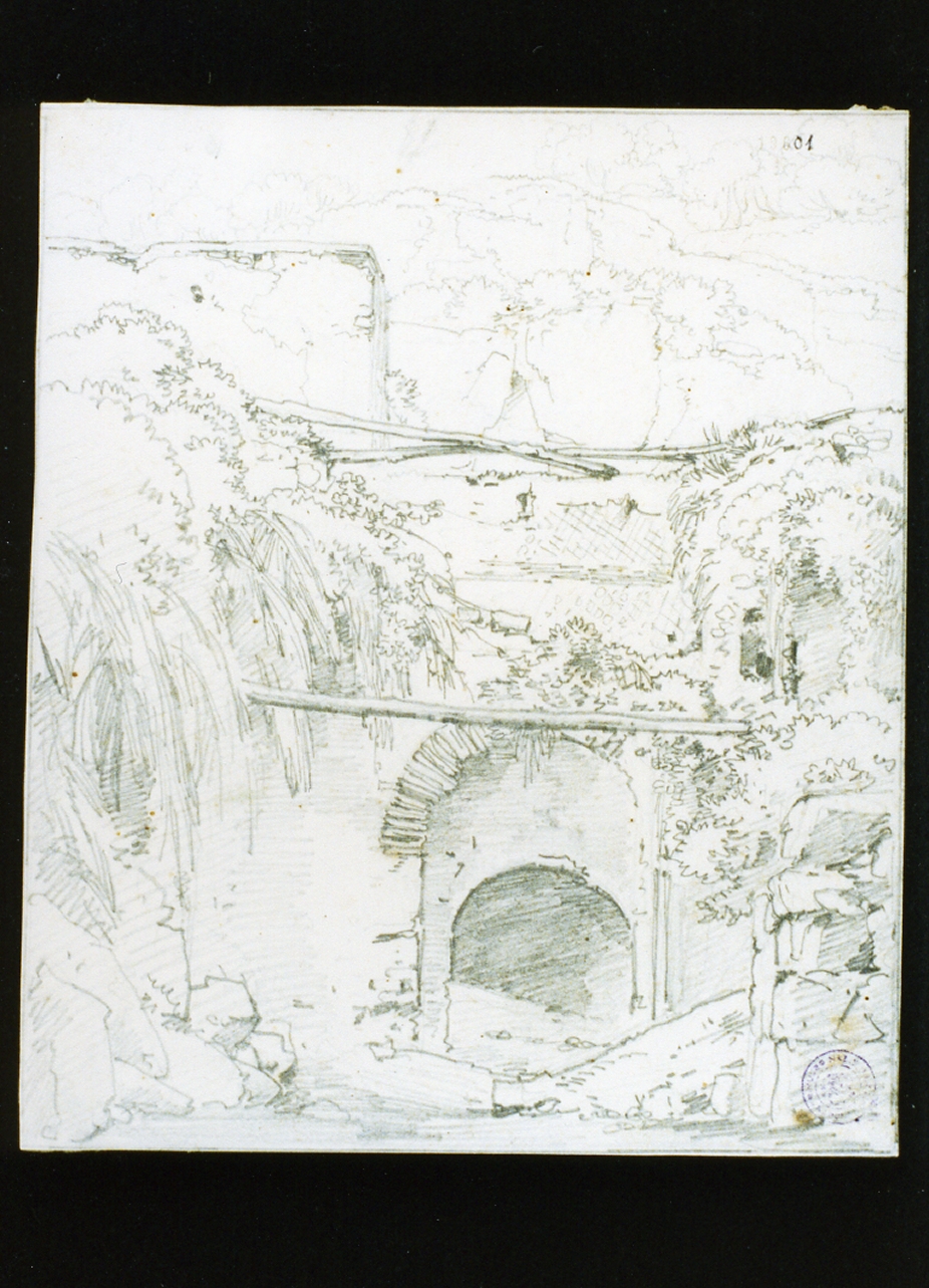 paesaggio con ruderi (disegno) di Vianelli Achille (prima metà sec. XIX)