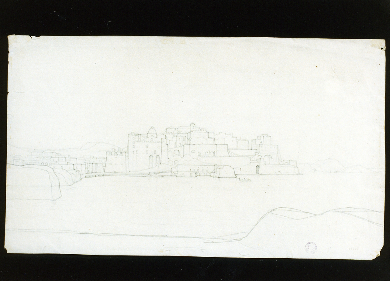 Pozzuoli dal ponte di Caligola (disegno) di Vianelli Achille (prima metà sec. XIX)