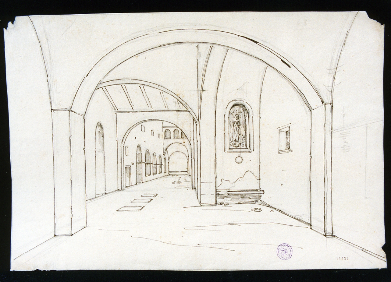 portico con tabernacolo (disegno) di Vianelli Achille (prima metà sec. XIX)