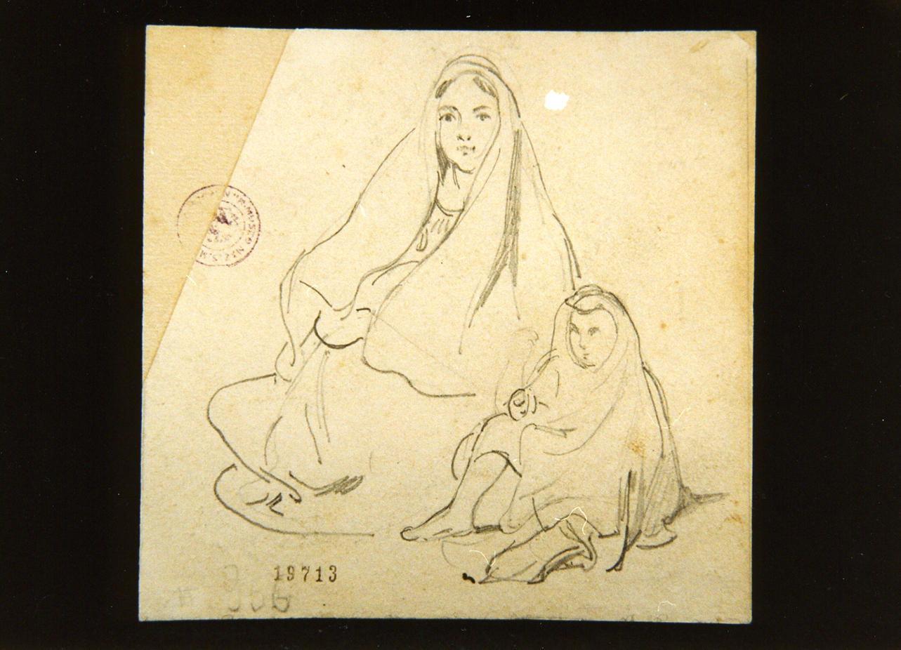 contadina con bambino (disegno) di Vianelli Achille (prima metà sec. XIX)