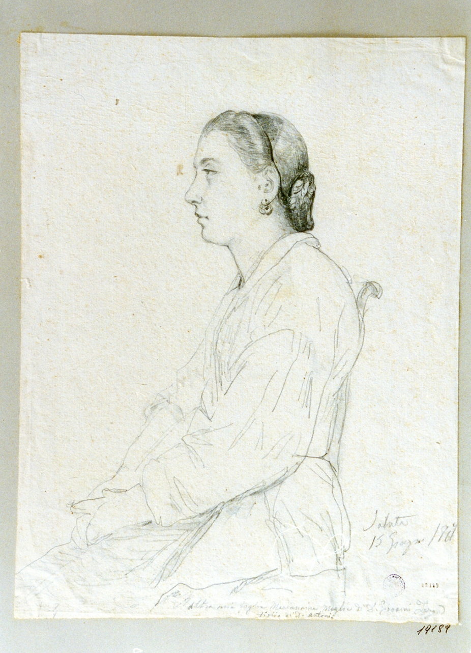 ritratto di donna (disegno) di Gigante Giacinto (sec. XIX)