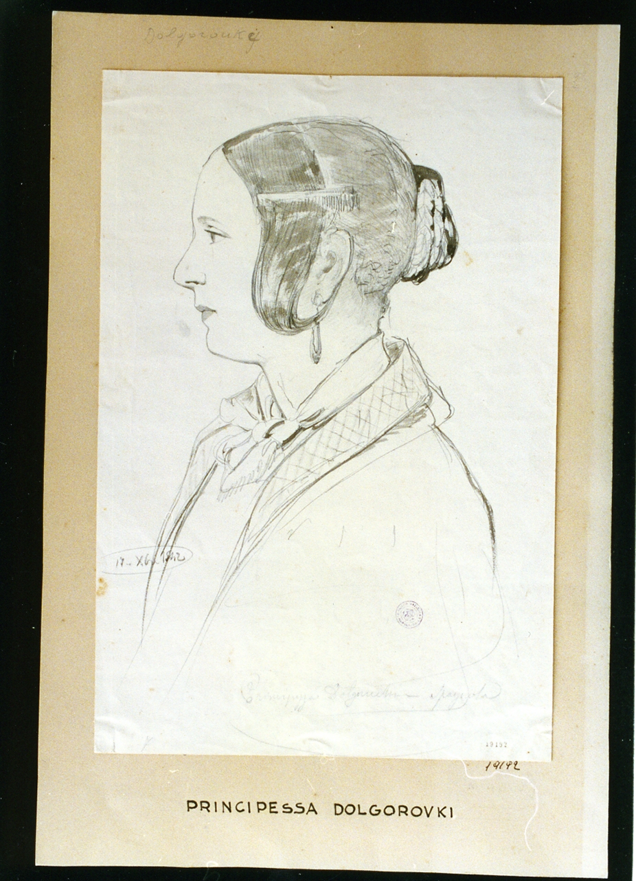 ritratto di donna (disegno) di Gigante Giacinto (sec. XIX)