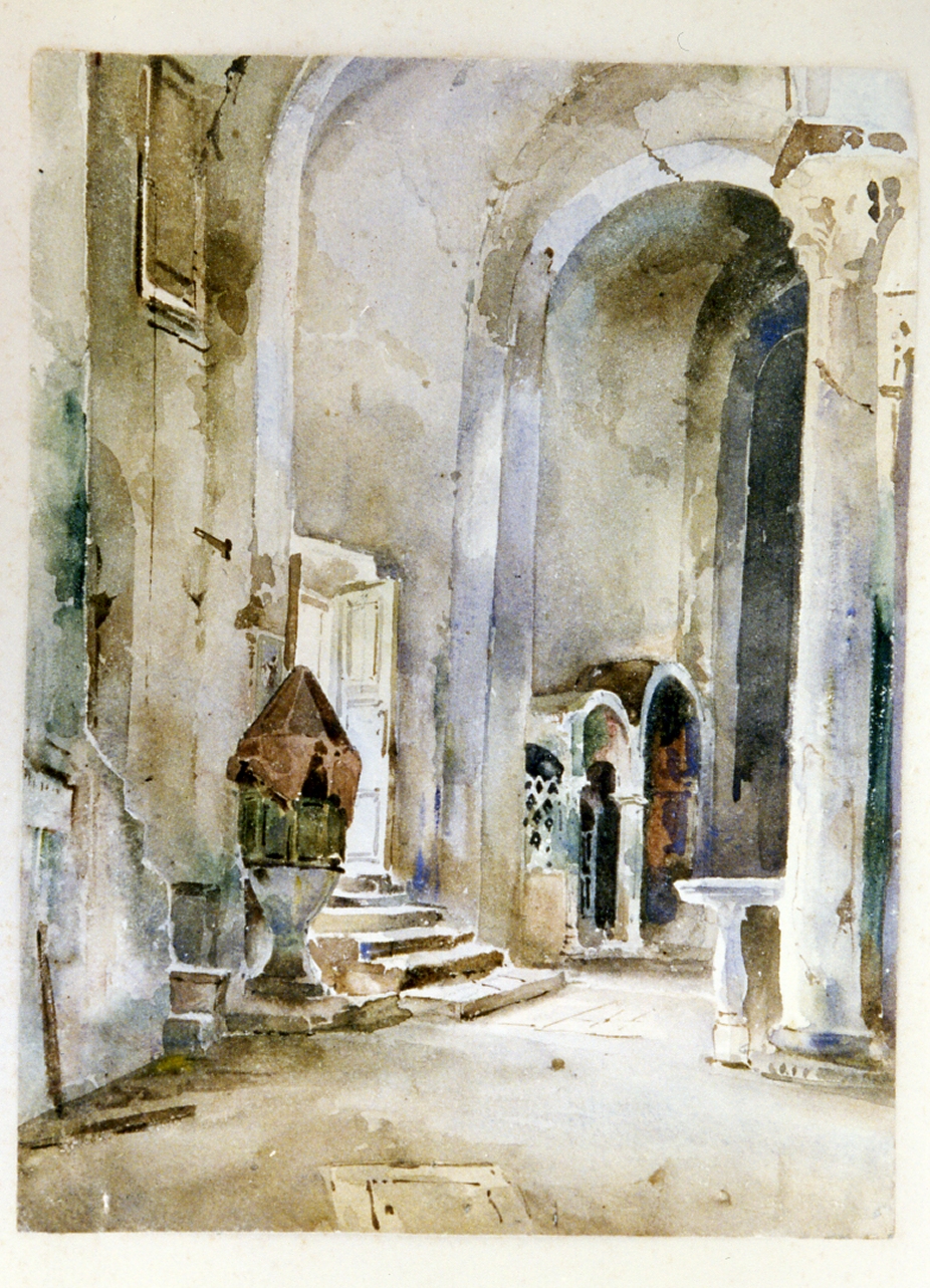 interno di una chiesa (disegno) - ambito napoletano (sec. XIX)