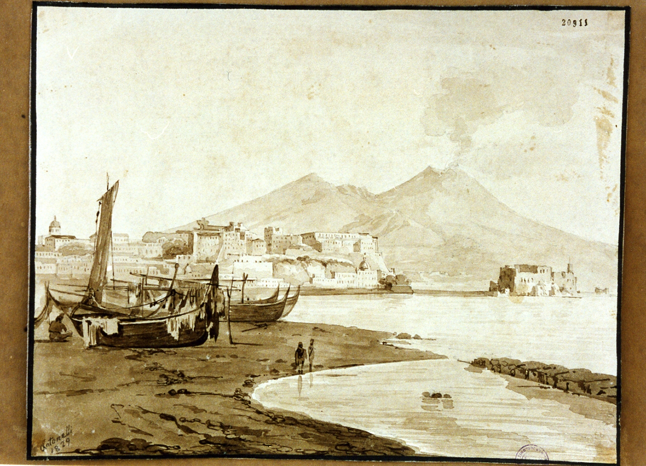 veduta di Napoli da Chiaia (disegno) di Antonelli Cesare (sec. XIX)