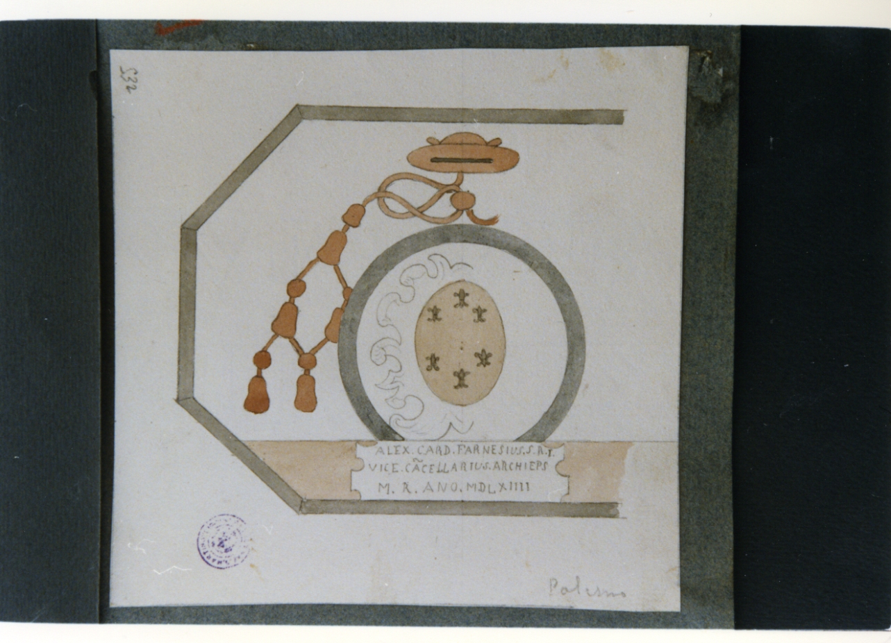 stemma del Cardinale Alessandro Farnese (disegno) di Vervloet Frans (secondo quarto sec. XIX)
