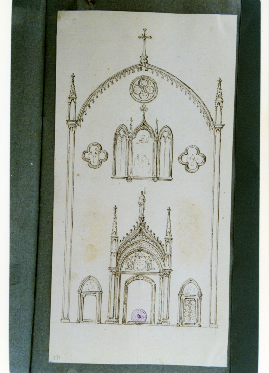 studio perla facciata di una chiesa (disegno) di Vervloet Frans (secondo quarto sec. XIX)