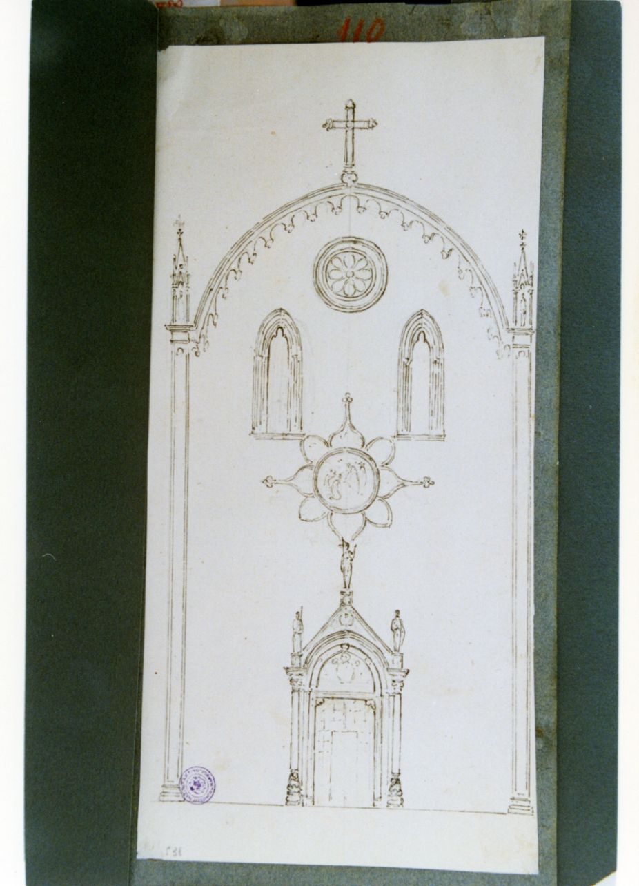 studio per la facciata di una chiesa (disegno) di Vervloet Frans (secondo quarto sec. XIX)