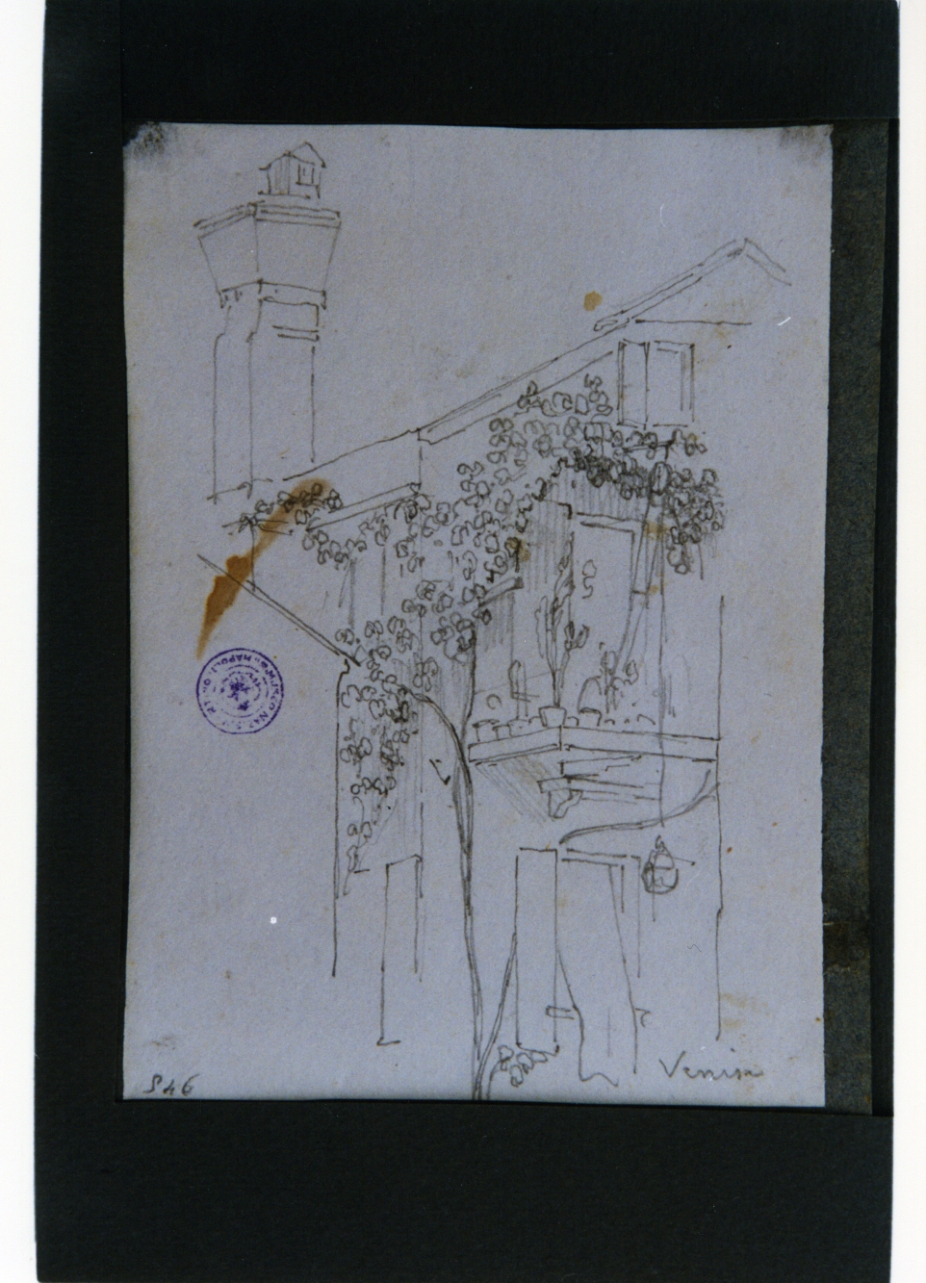 veduta prospettica con vegetazione (disegno) di Vervloet Frans (secondo quarto sec. XIX)