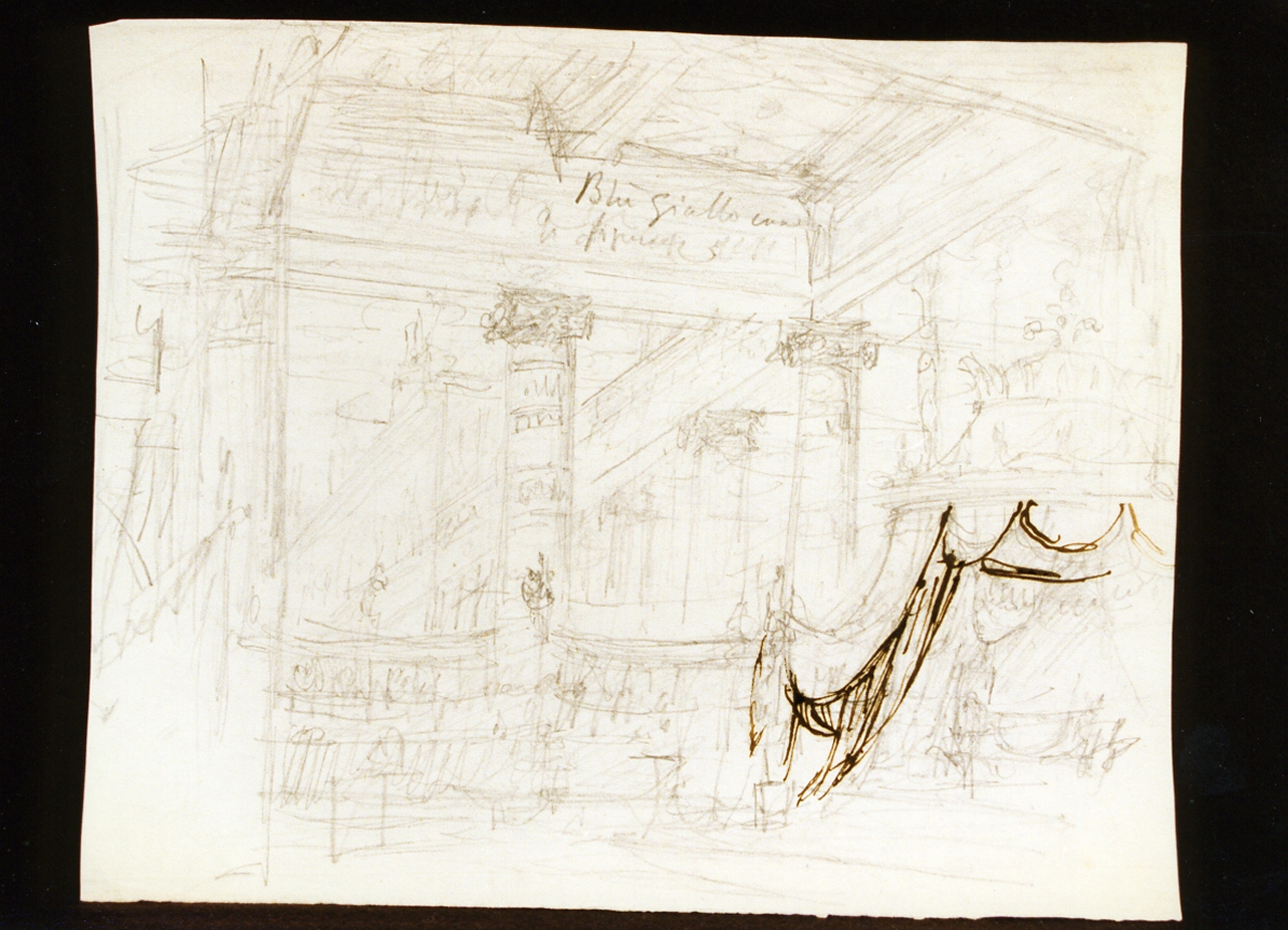 schizzo per scenografia con colonne (disegno) di Niccolini Antonio (scuola) (sec. XIX)