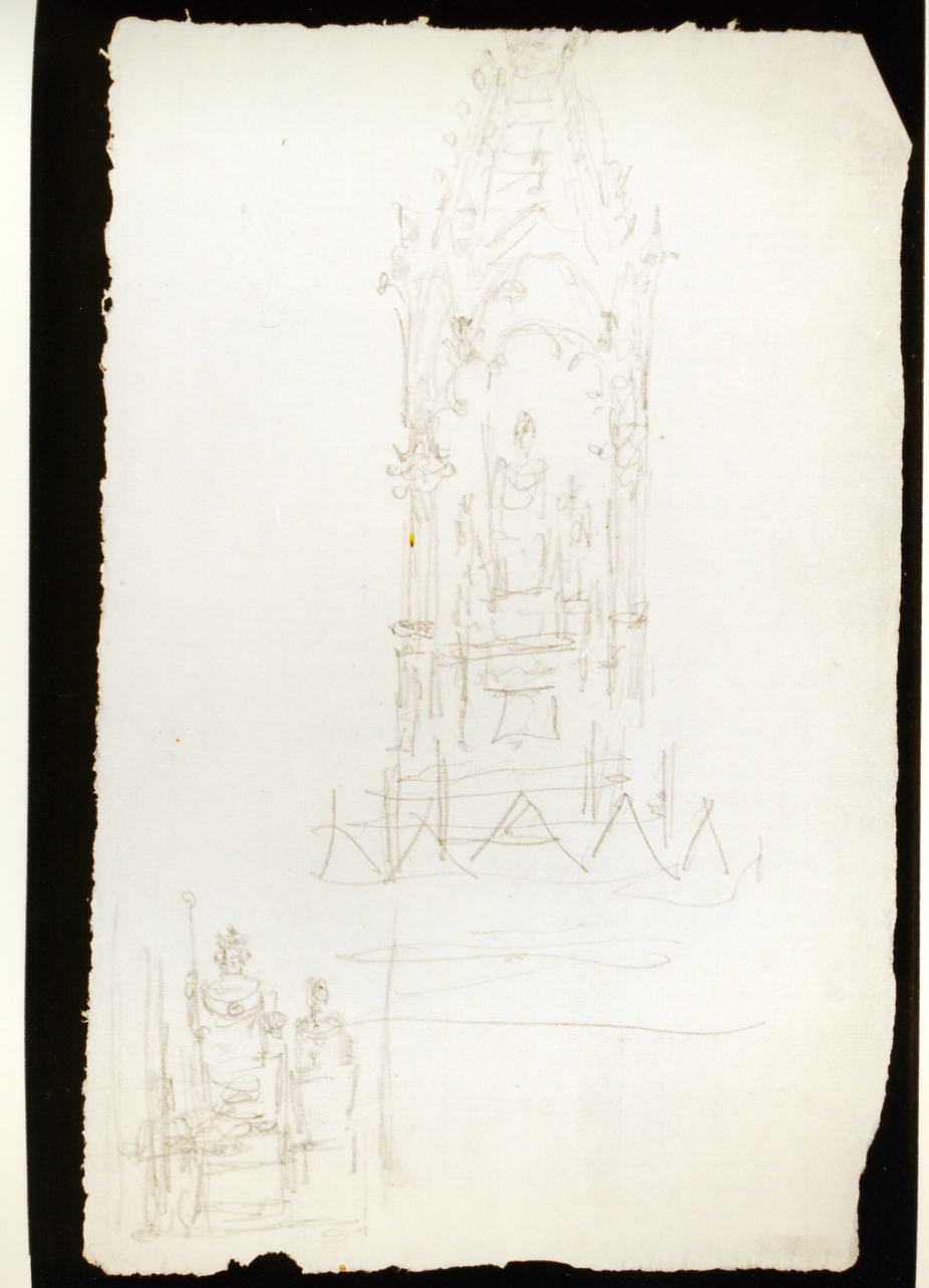 schizzo di scenografia con elemento (disegno) di Niccolini Antonio (scuola) (sec. XIX)