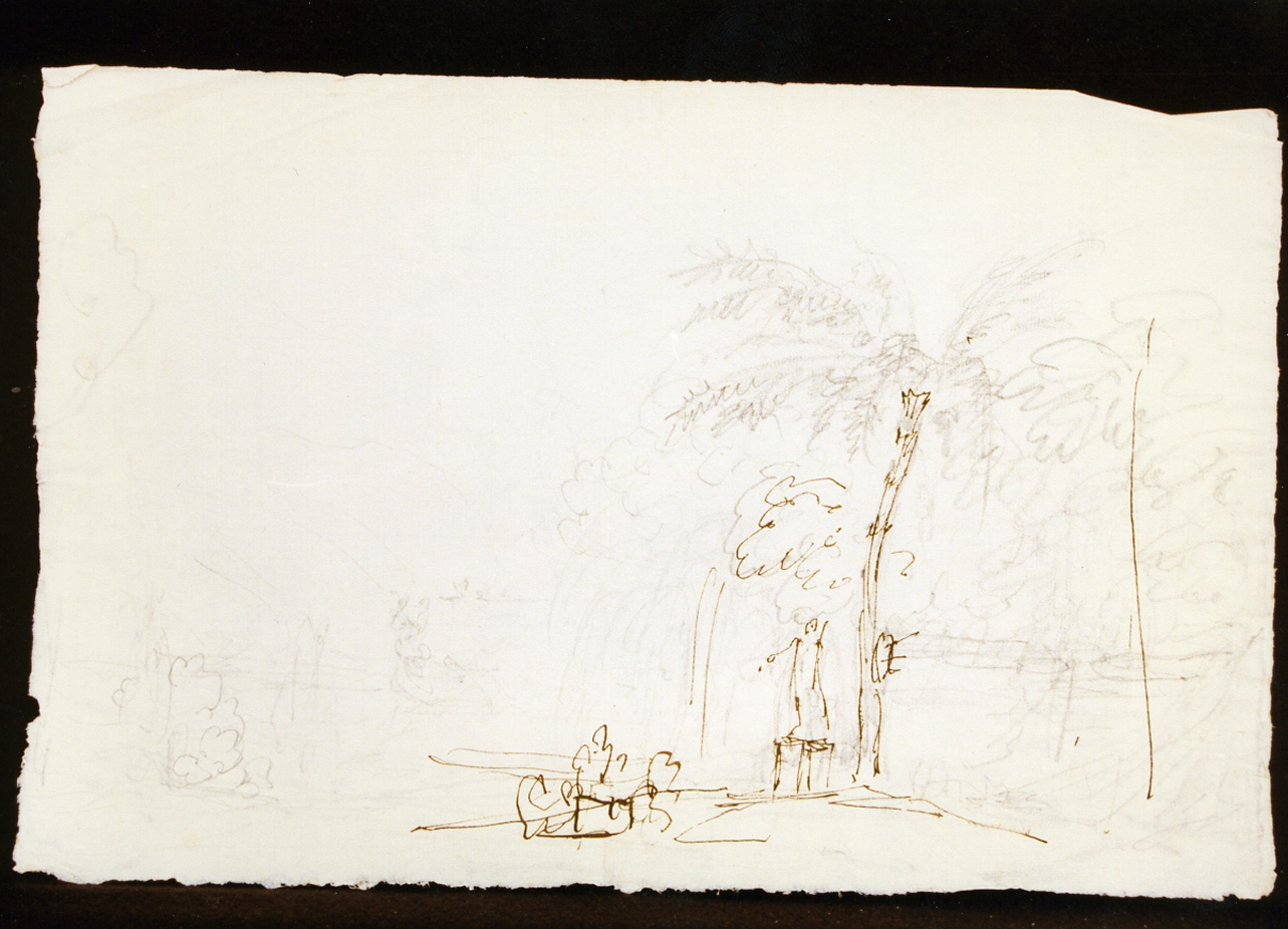 bozzetto di palma e statua (disegno) di Niccolini Antonio (scuola) (sec. XIX)