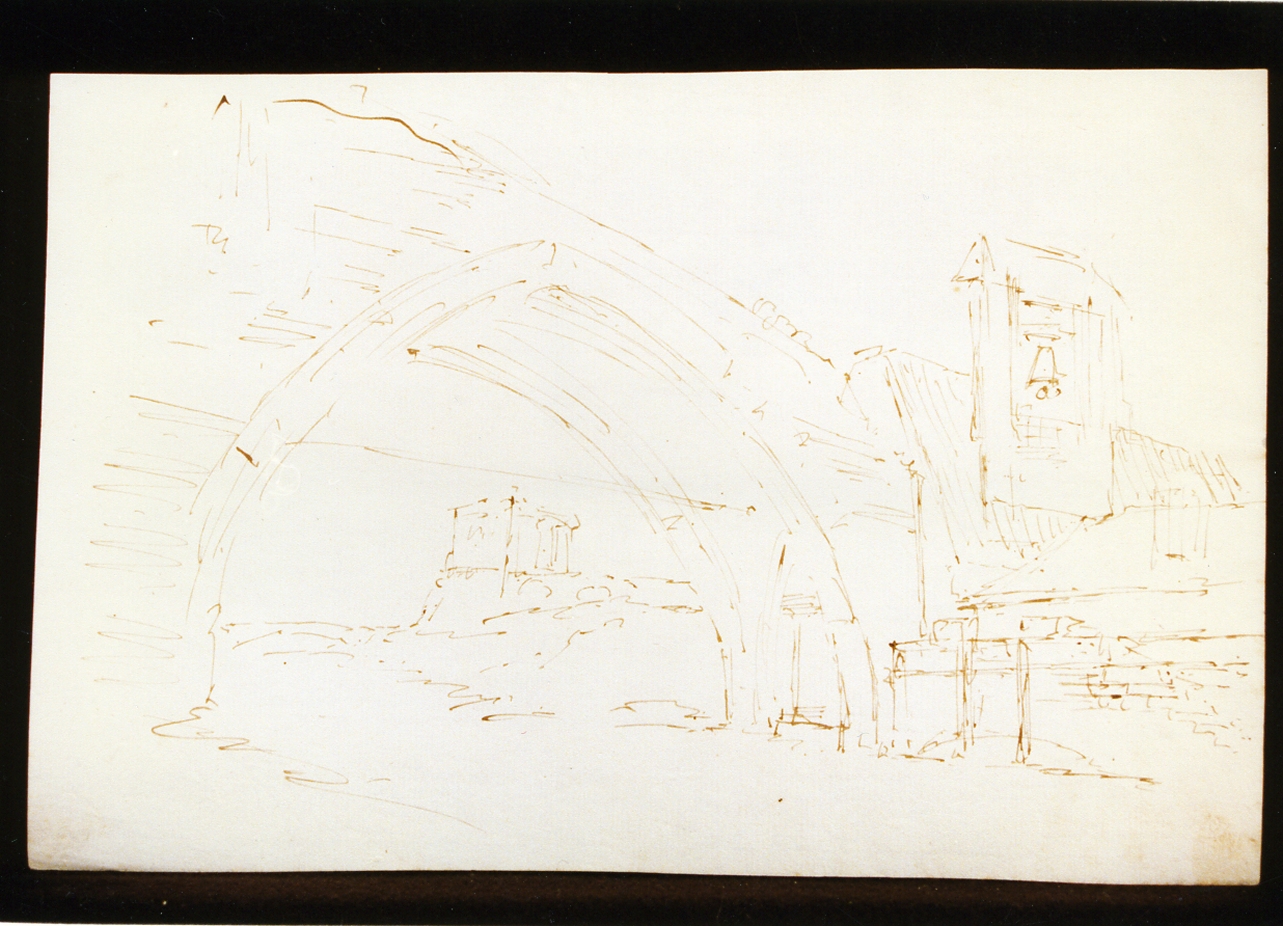 schizzo di paesaggio presso fiume (disegno) di Niccolini Antonio (scuola) (sec. XIX)