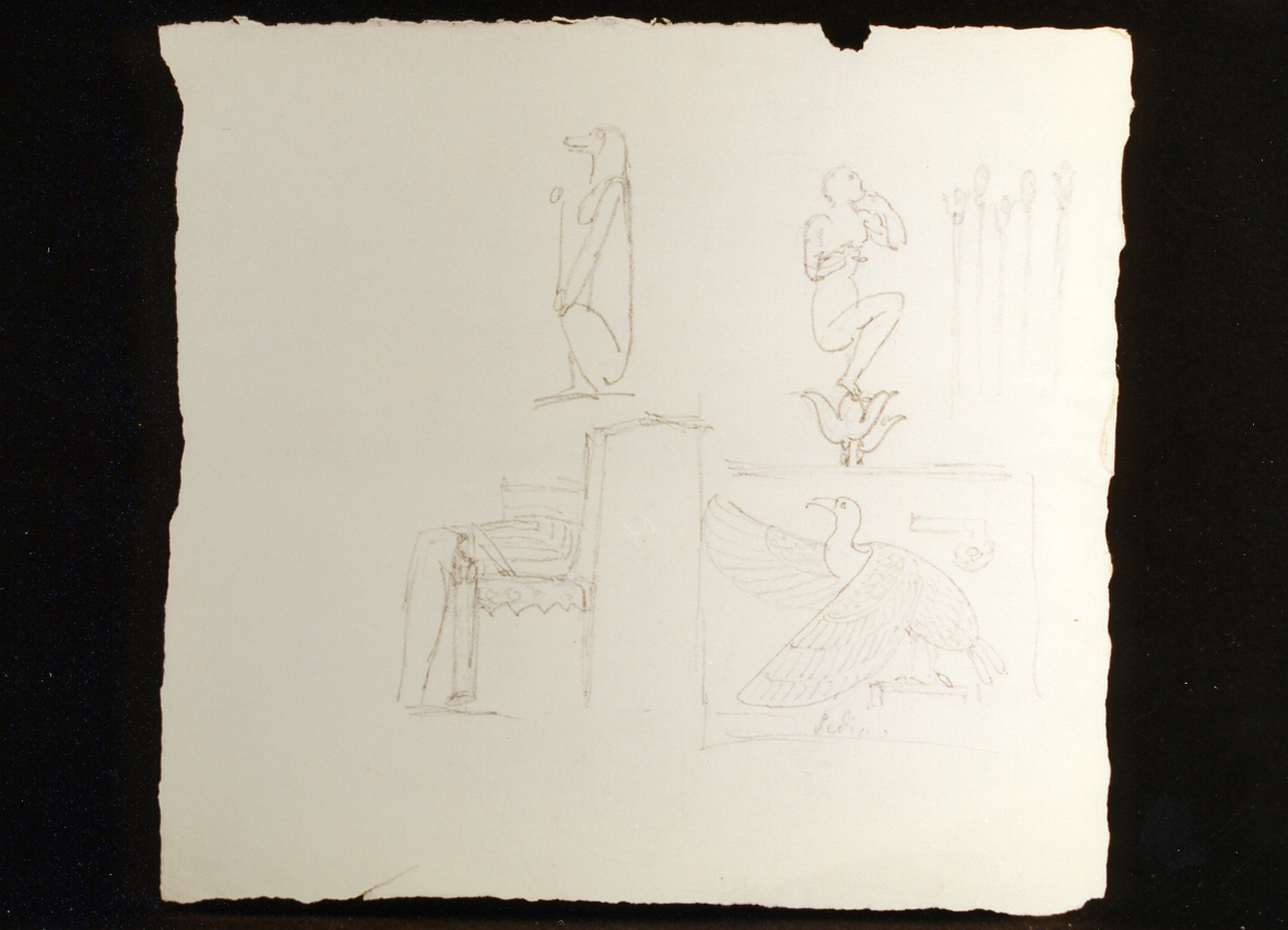 schizzo per decorazioni con elementi egiziani (disegno) di Niccolini Antonio (scuola) (sec. XIX)