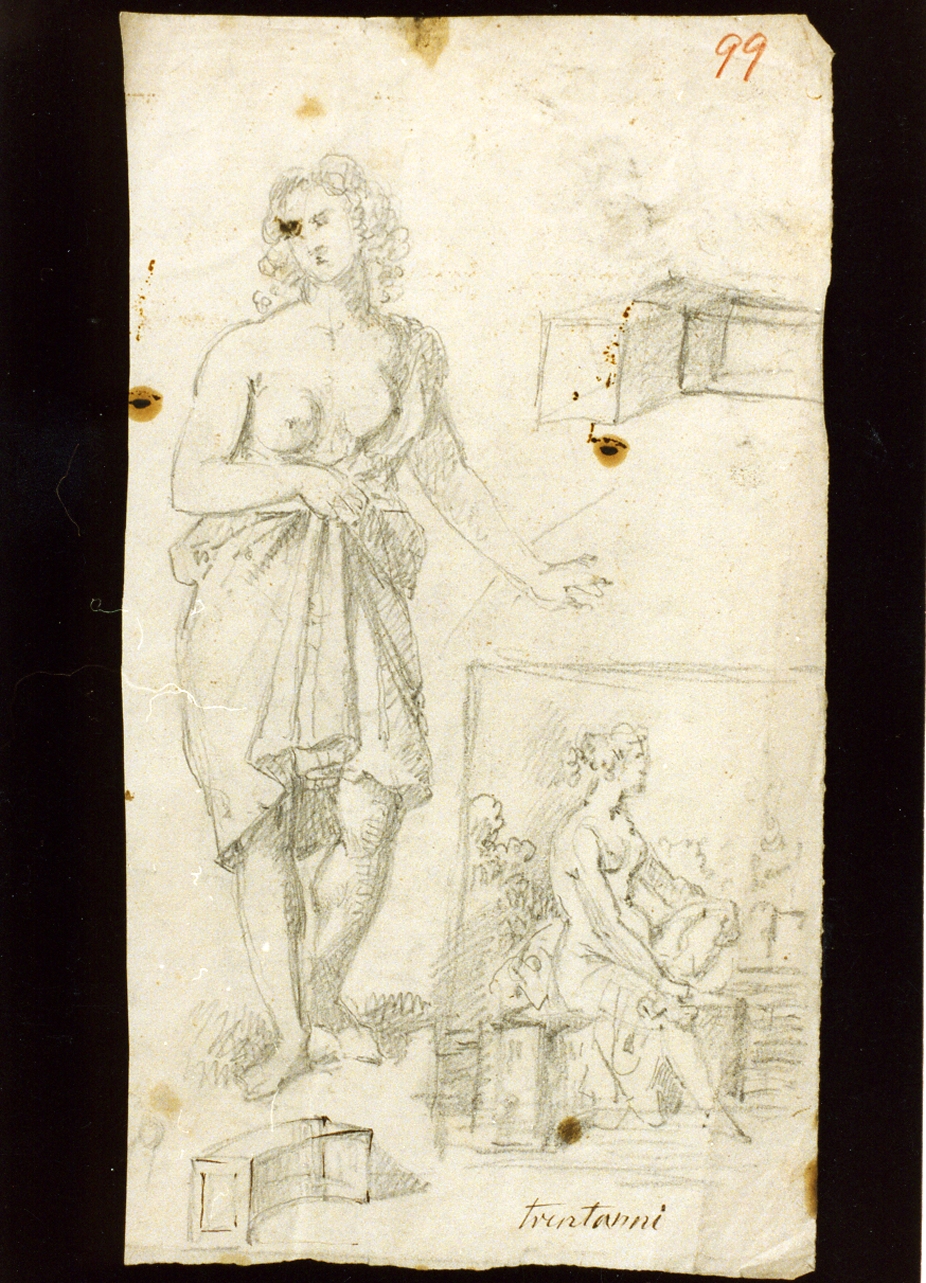 studio di figura femminile (disegno) di De Vivo Tommaso (sec. XIX)